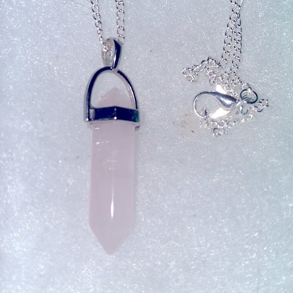 Boho hippie Rose Quartz Sterling Silver 18” Necklace - Picture 6 of 6